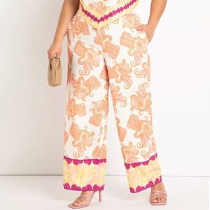 Eloquii Paisley Palazzo Wide Leg Pants